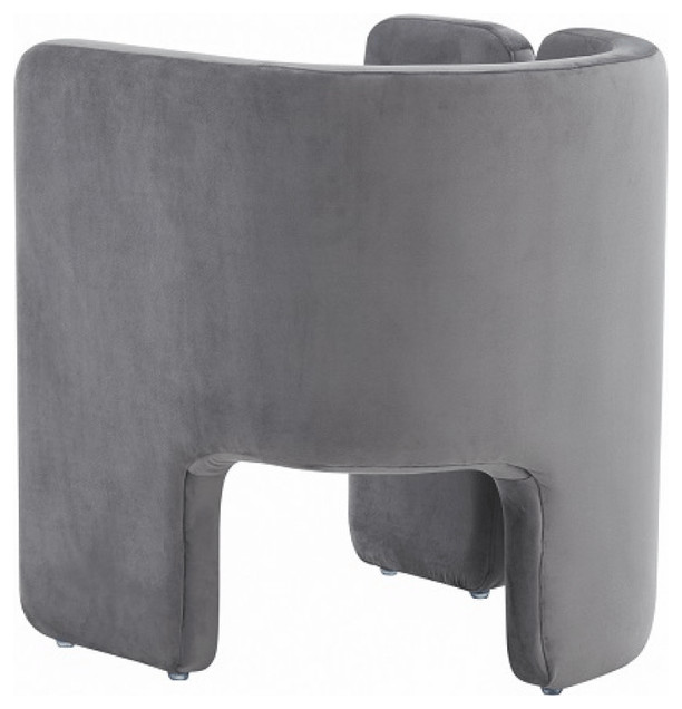 24 quotGrey Velvet Asymmetrical Base Arm Chair   Transitional   Armchairs And Accent Chairs   by HomeRoots  Houzz