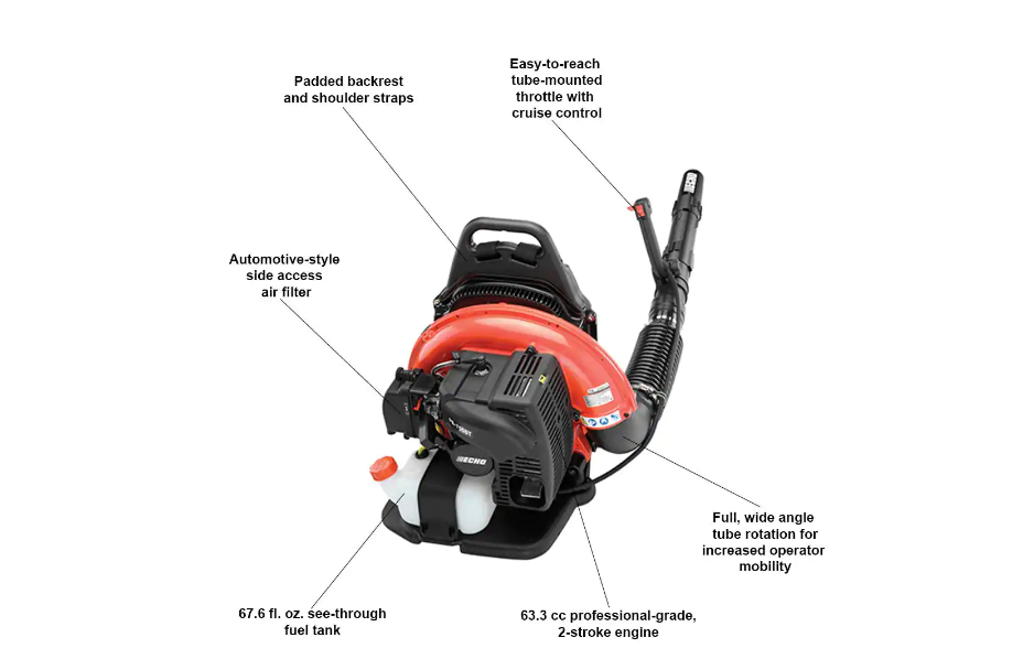 ECHO PB-755ST 233 MPH 651 CFM 63.3cc Gas 2-Stroke Cycle Backpack Leaf Blower with Tube Throttle