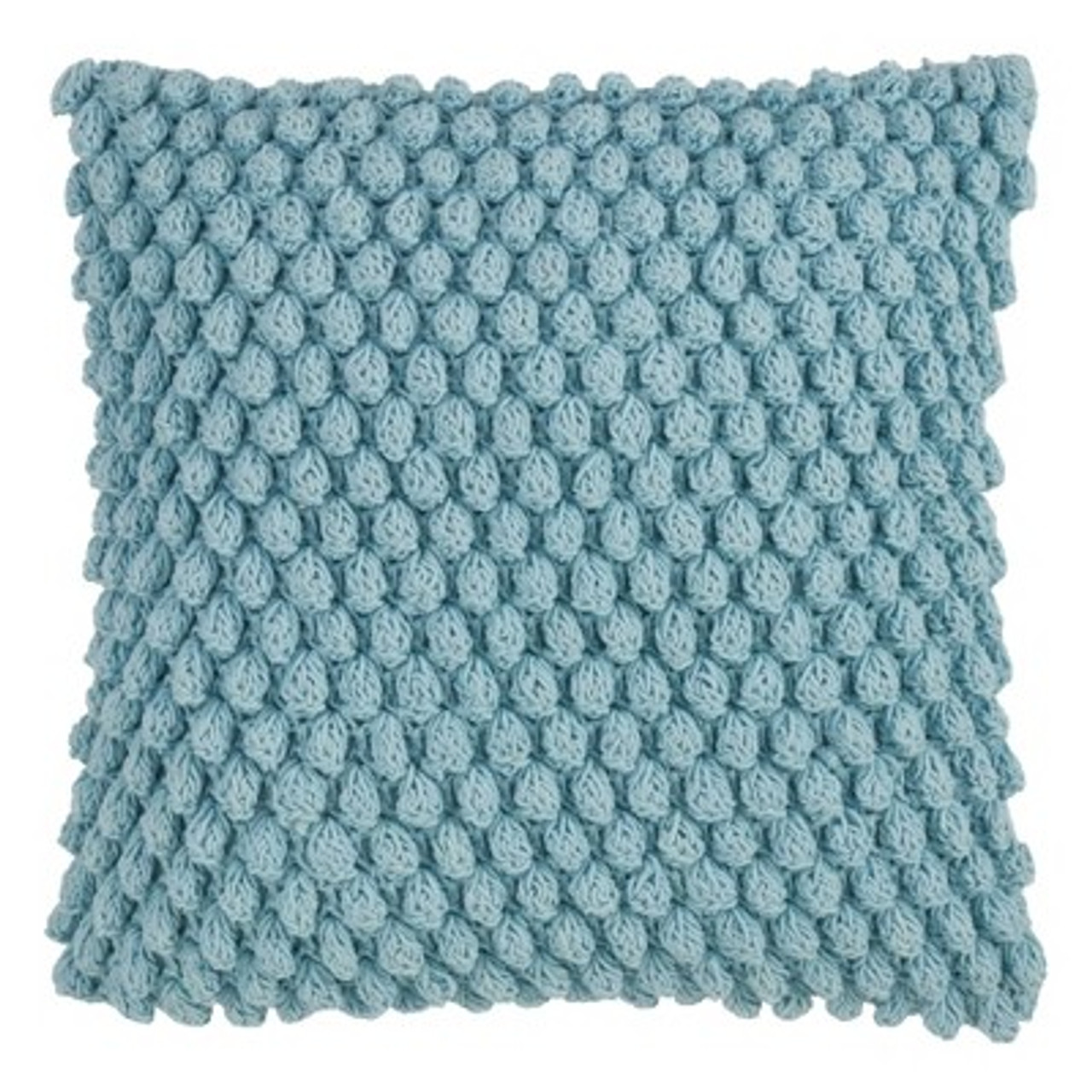 20x20 Oversize Down Filled Crochet Pom-Pom Square Throw Pillow Aqua - Saro Lifestyle