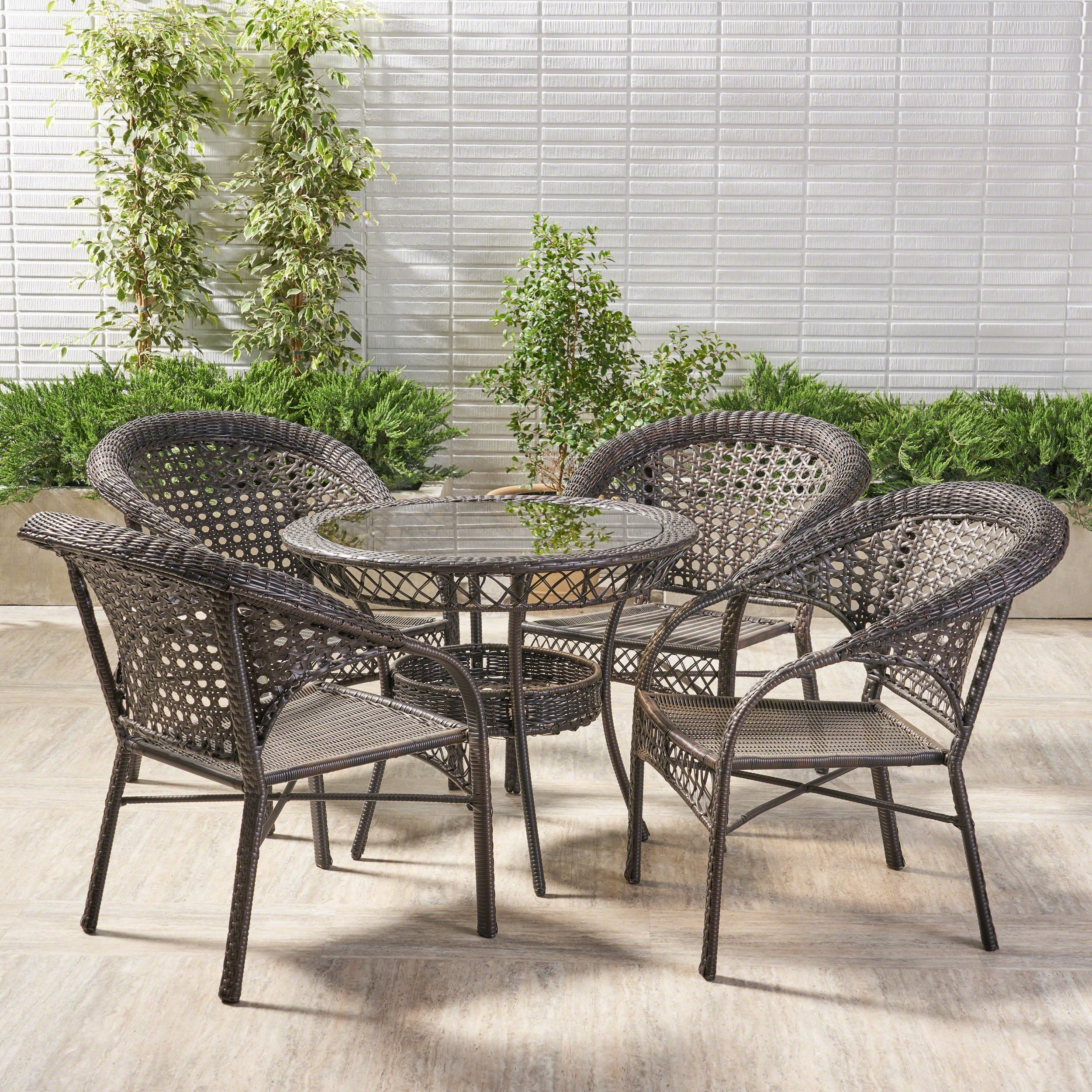 Malibu 5pc Outdoor Wicker Dining Set