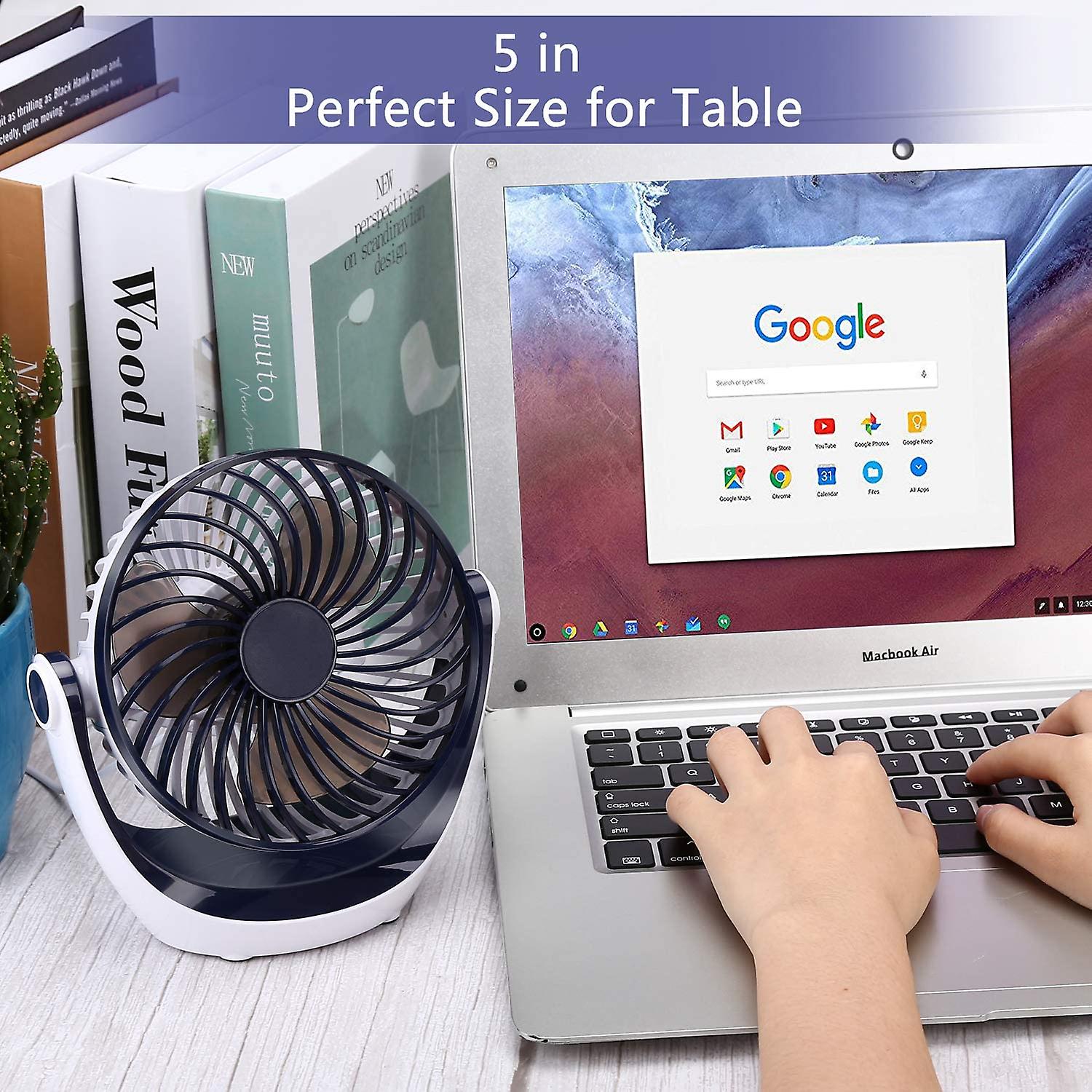 12.9 Cm Desk Fan Small Table Fan With Powerful Airflow Quiet Operation Portable Fan Speed Adjustable Head Mini 360 Rotating Personal Fan For Home， Off