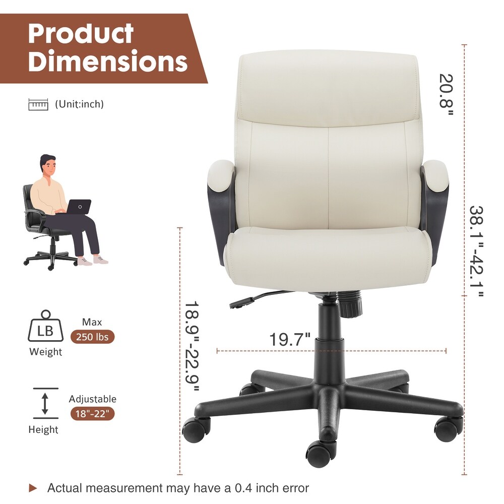 Mid Back Desk Chair Swivel Office Chair Accnet Chair with Padded Armrests