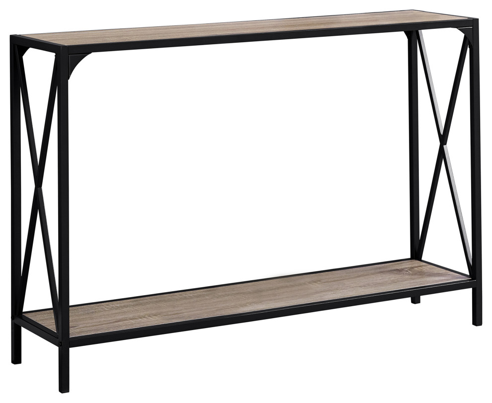 HomeRoots 12 quotx 48 quotx 32 quotDark Taupe Finish and Black Metal Accent Table   Industrial   Console Tables   by Global Discount Store LLC  Houzz