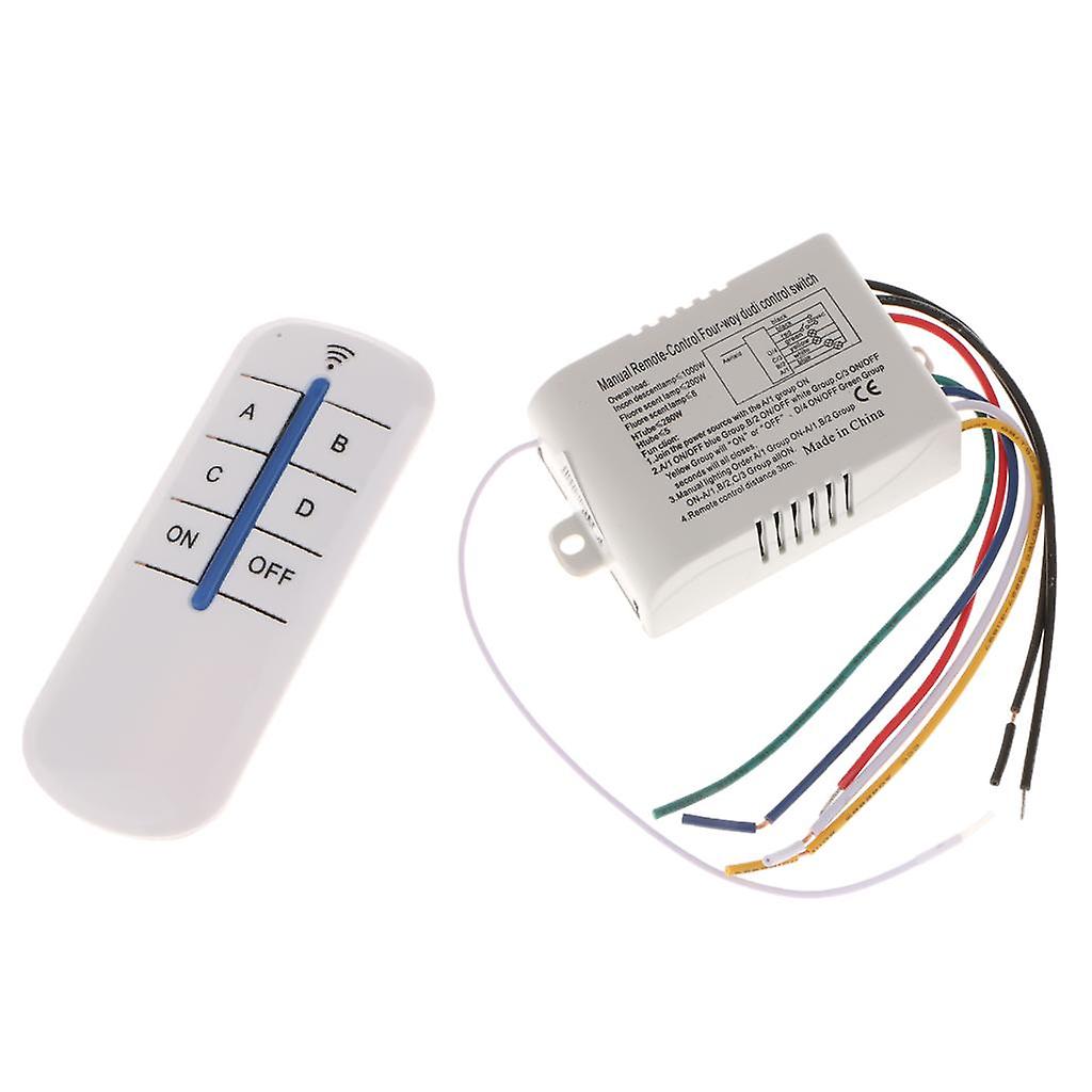 2x220v Wireless Lamp Light Rf Remote Switch Receiver Module Controller 4 Way