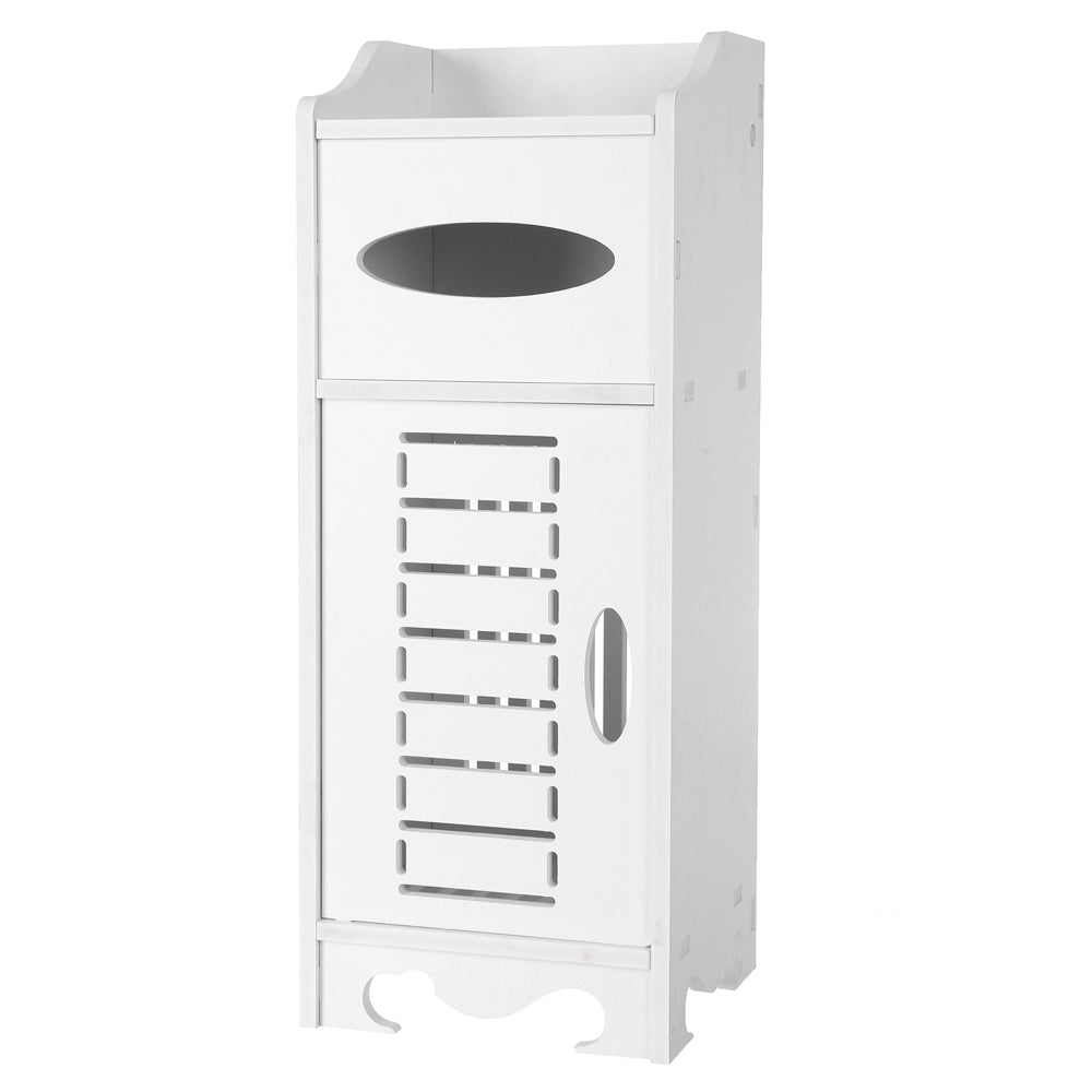 Bathroom Cabinet, Waterproof Storage Cabinet Toilet Cabinet with Paper Holder White