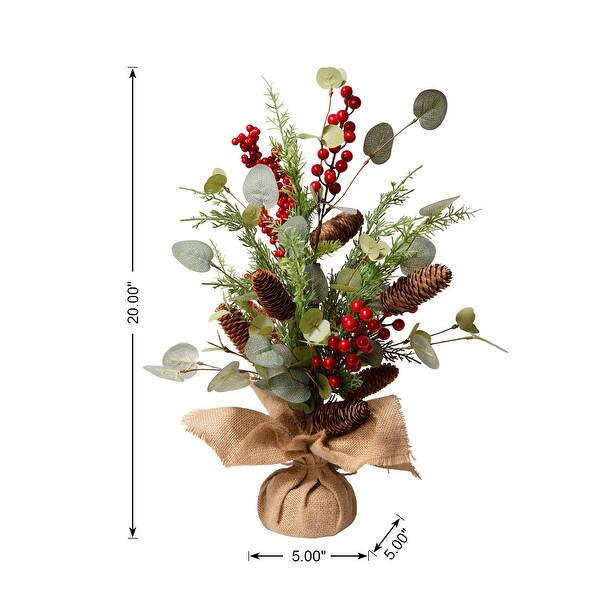 Glitzhome 20H Christmas Floral Table Tree Decor