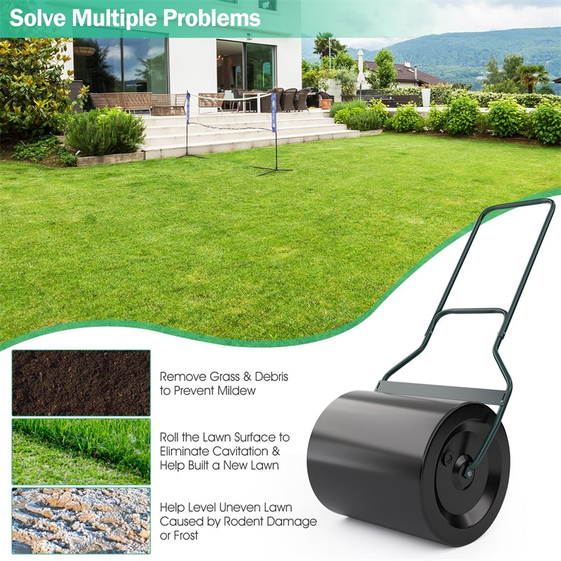 20 Inch Heavy Duty Push Tow-Behind Lawn Roller Filled With Water Sand