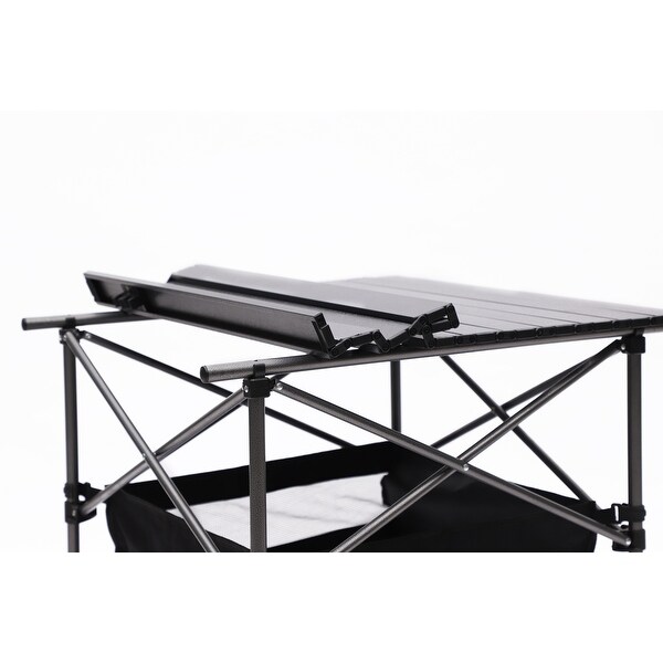 1piece Folding Outdoor Table with Carrying Bag，Lightweight Aluminum Rollup Square Table for indoor