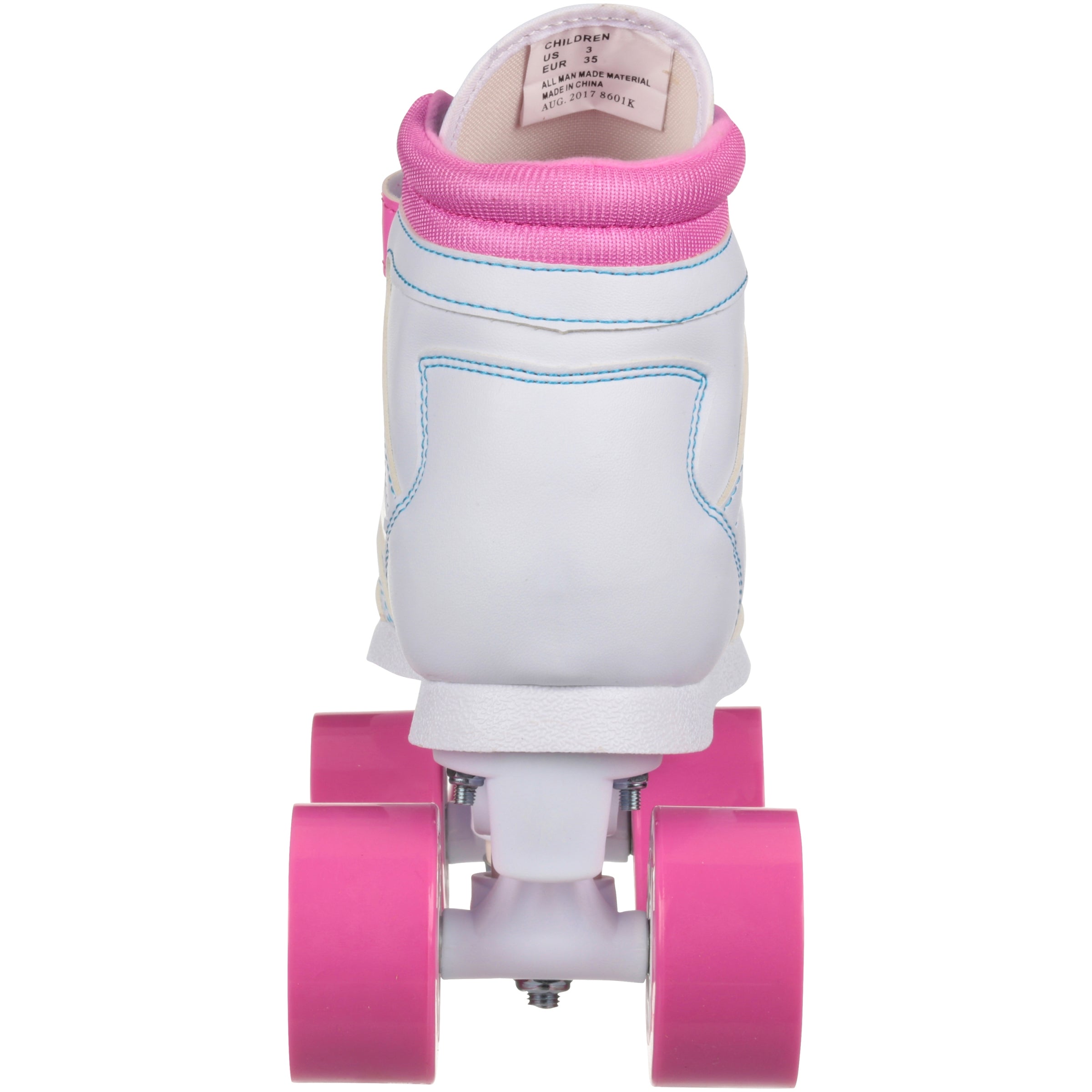 Chicago Skates Girls' Quad Roller Skates White/Pink/Teal Sidewalk Skates， Size 3