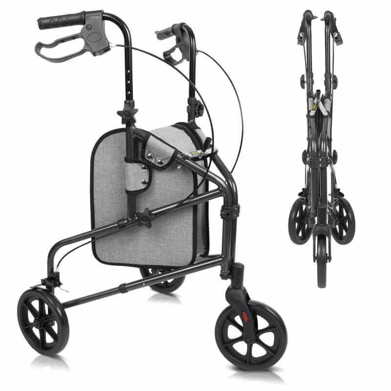 Vive Health 3 Wheel Walker Rollator - Lightweight Folding For Max Maneuverability