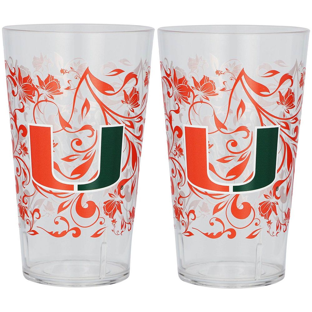 Miami Hurricanes 24oz. Two-Pack Tritan Floral Tumbler Set