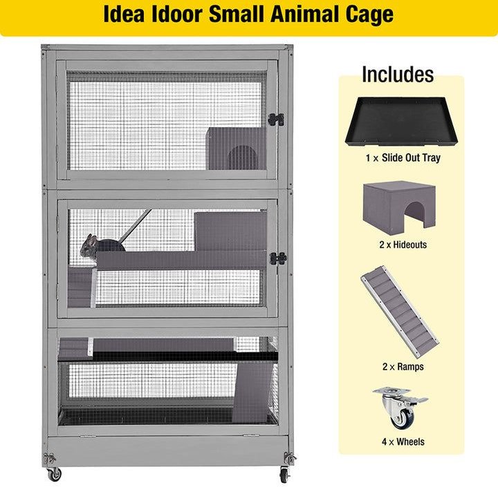 Aivituvin-AIR56 Large Wooden Chinchilla and Ferret Cage， Gray