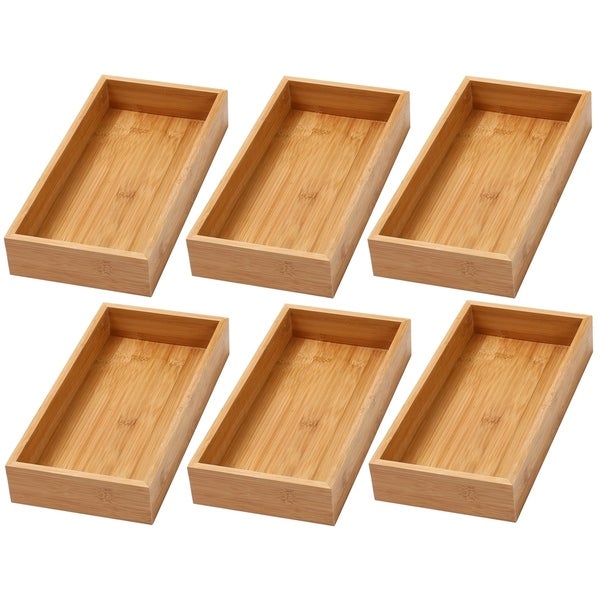 YBM Home Bamboo Kitchen Drawer Organizer Storage Box (Set of 6)，