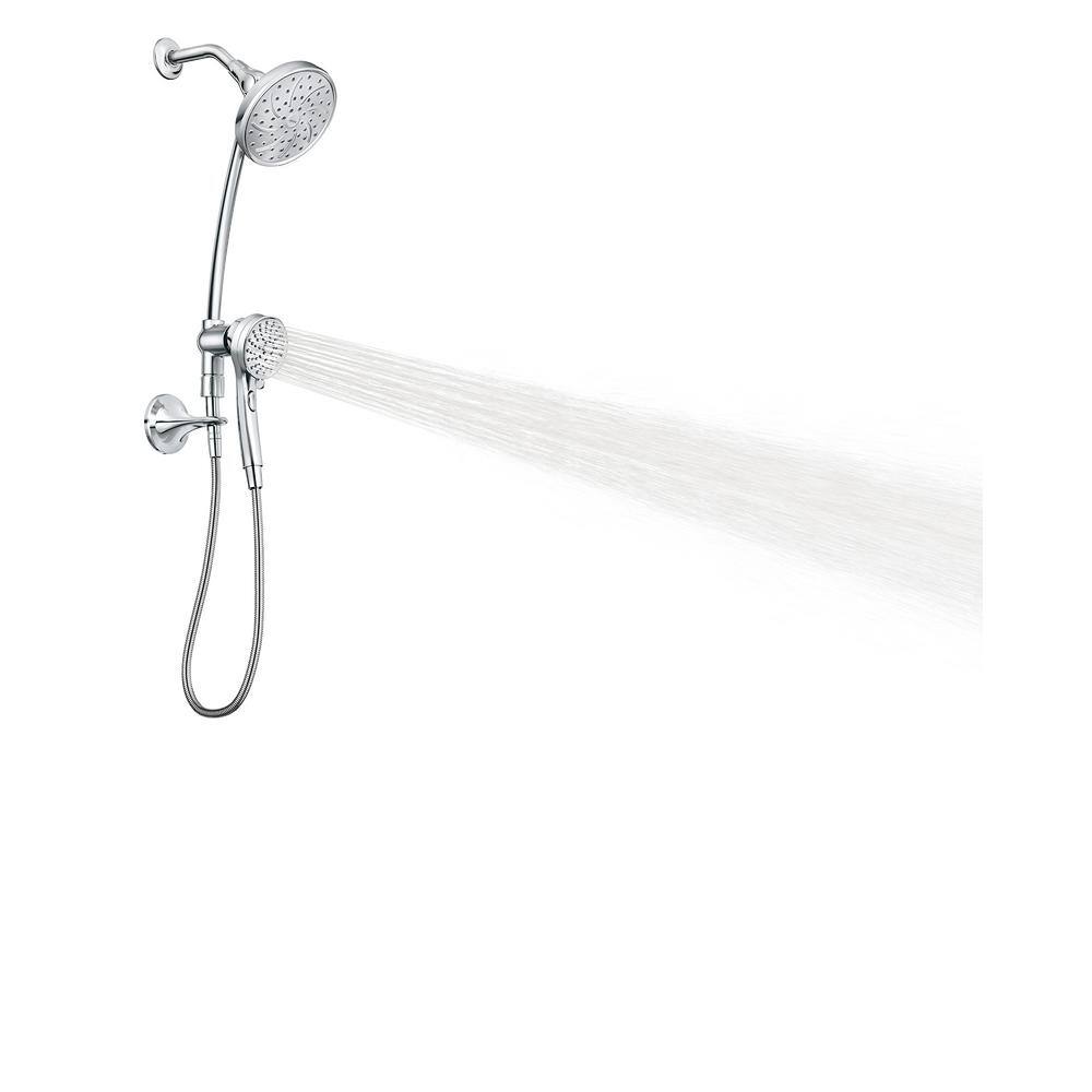 MOEN Attract Magnetix 6-Spray Patterns 6.75 in. Wall Mount Dual Shower Head and Adjustable Handshower with Slidebar in Chrome 28586