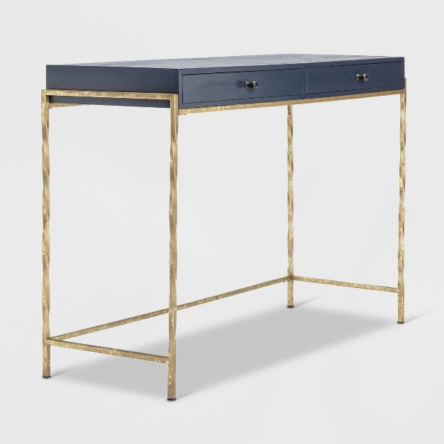 Jolie Modern Living Room Console Table Navy Blue gold Adore Decor