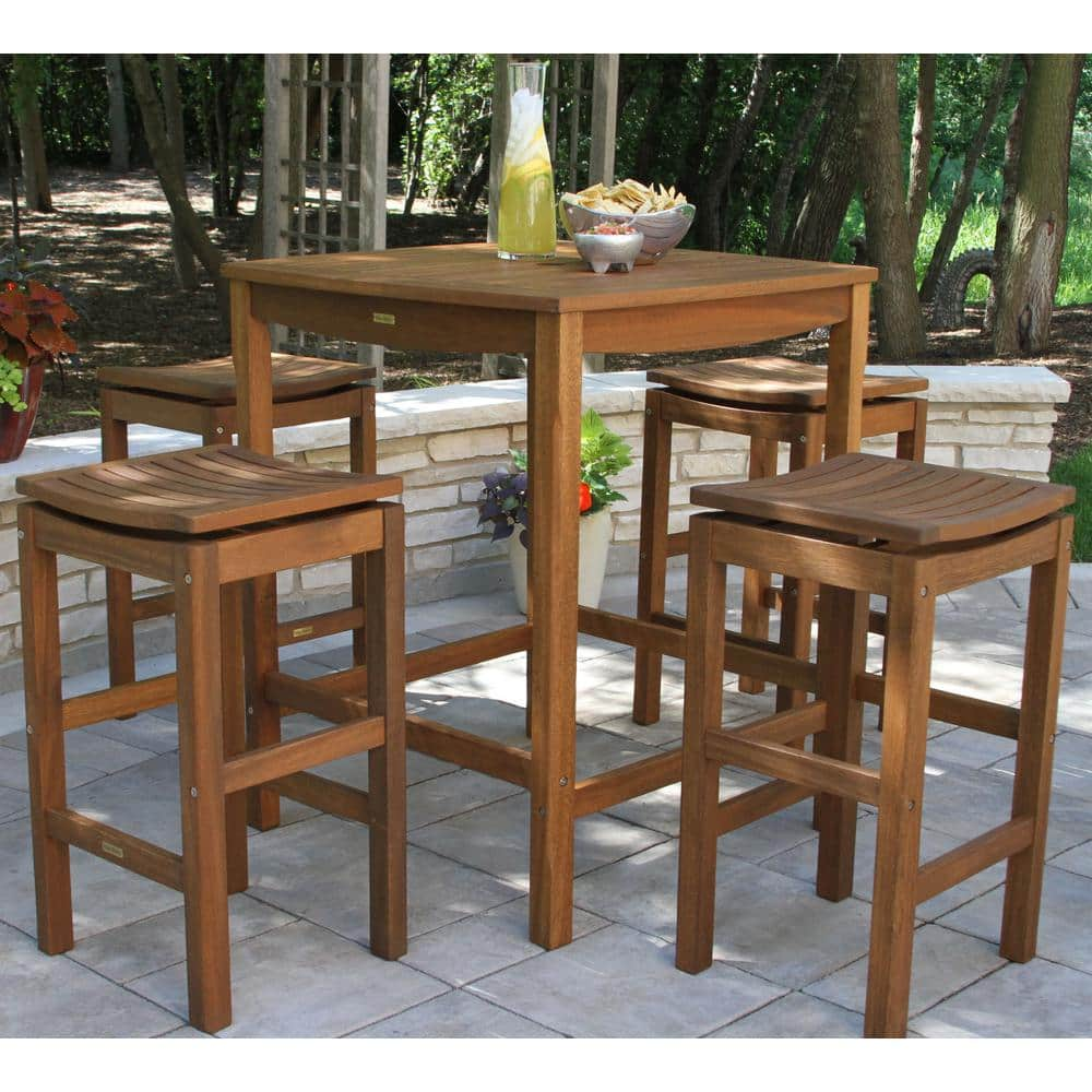 Outdoor Interiors Eucalyptus Patio Pub Height Stool (Set of 2) 50650