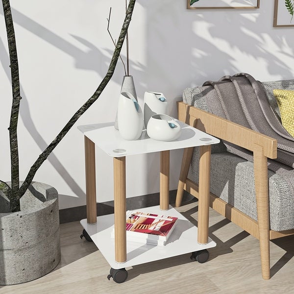 Modern 2-Tier Side Table with Storage Shelve