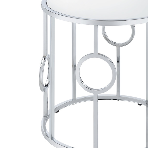 Hoop Glam Chrome Mirror End Table by Furniture of America