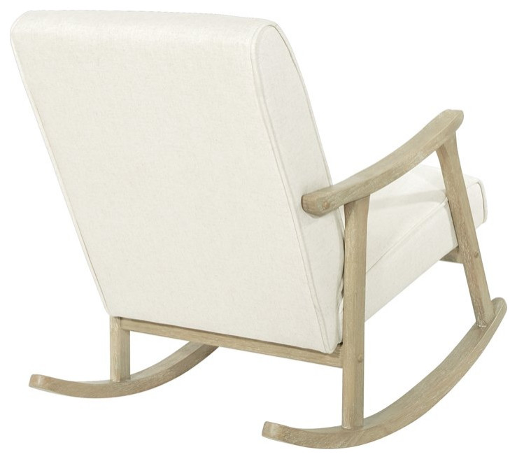 Gainsborough Rocker in Linen Cream Fabric with Brushed Finish Base   Farmhouse   Rocking Chairs   by Homesquare  Houzz