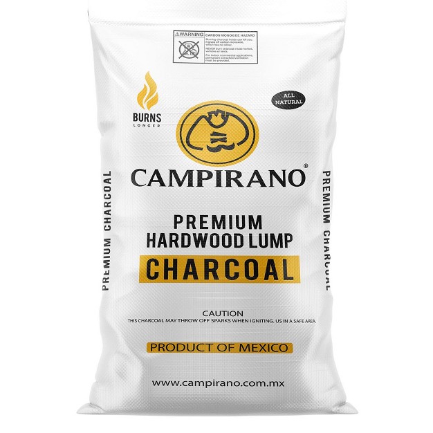 Campirano Premium All Natural Hardwood Bulk Black Lump Charcoal Burns Longer And Hotter Perfect For Smokers Or Ceramic Grills 40 Pound Bag 2 Pack