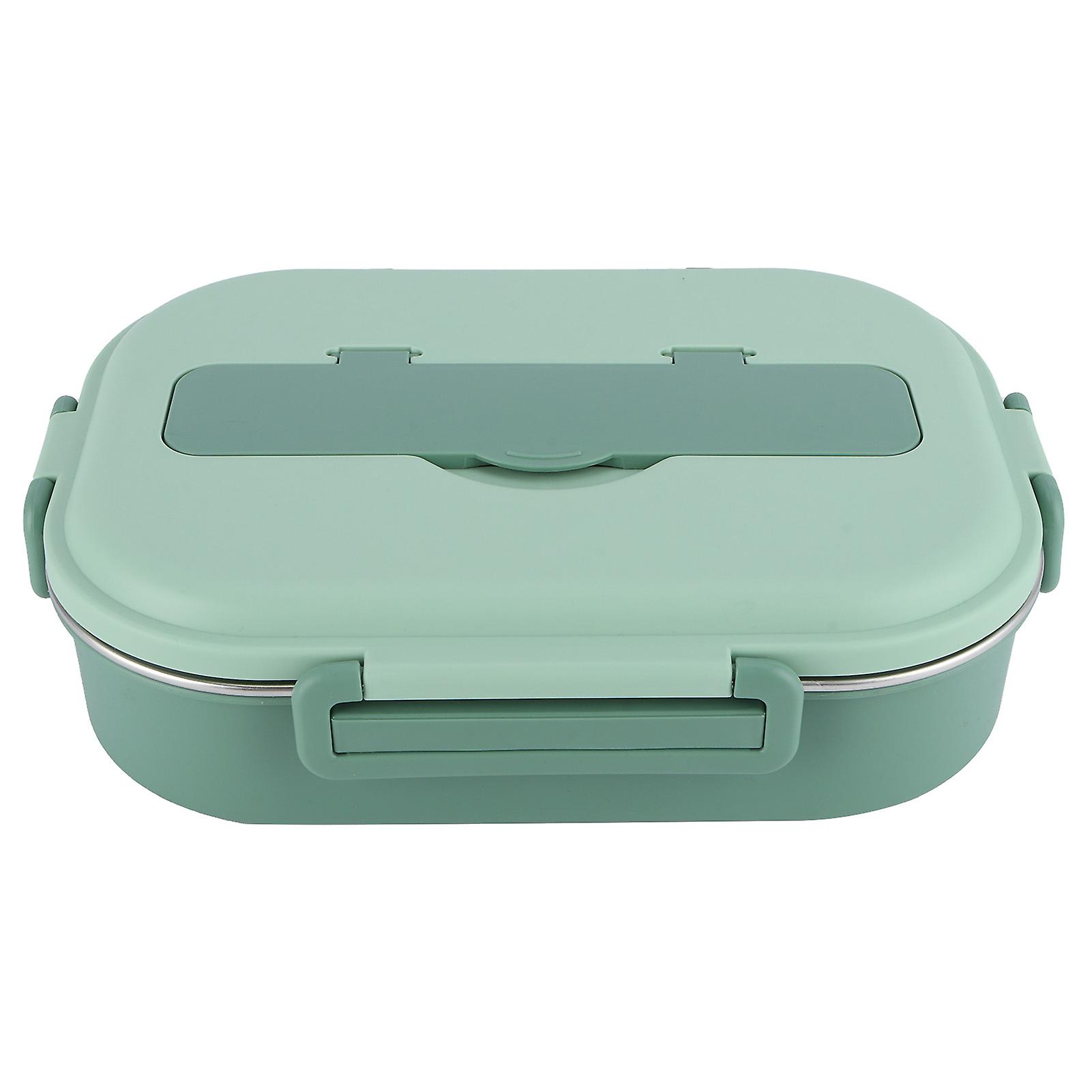 Stainless Steel Lunch Box 4grid Portable Bento Box Food Storage Container For Student Adult4grid Lunch Box With Soup Bowl: Green