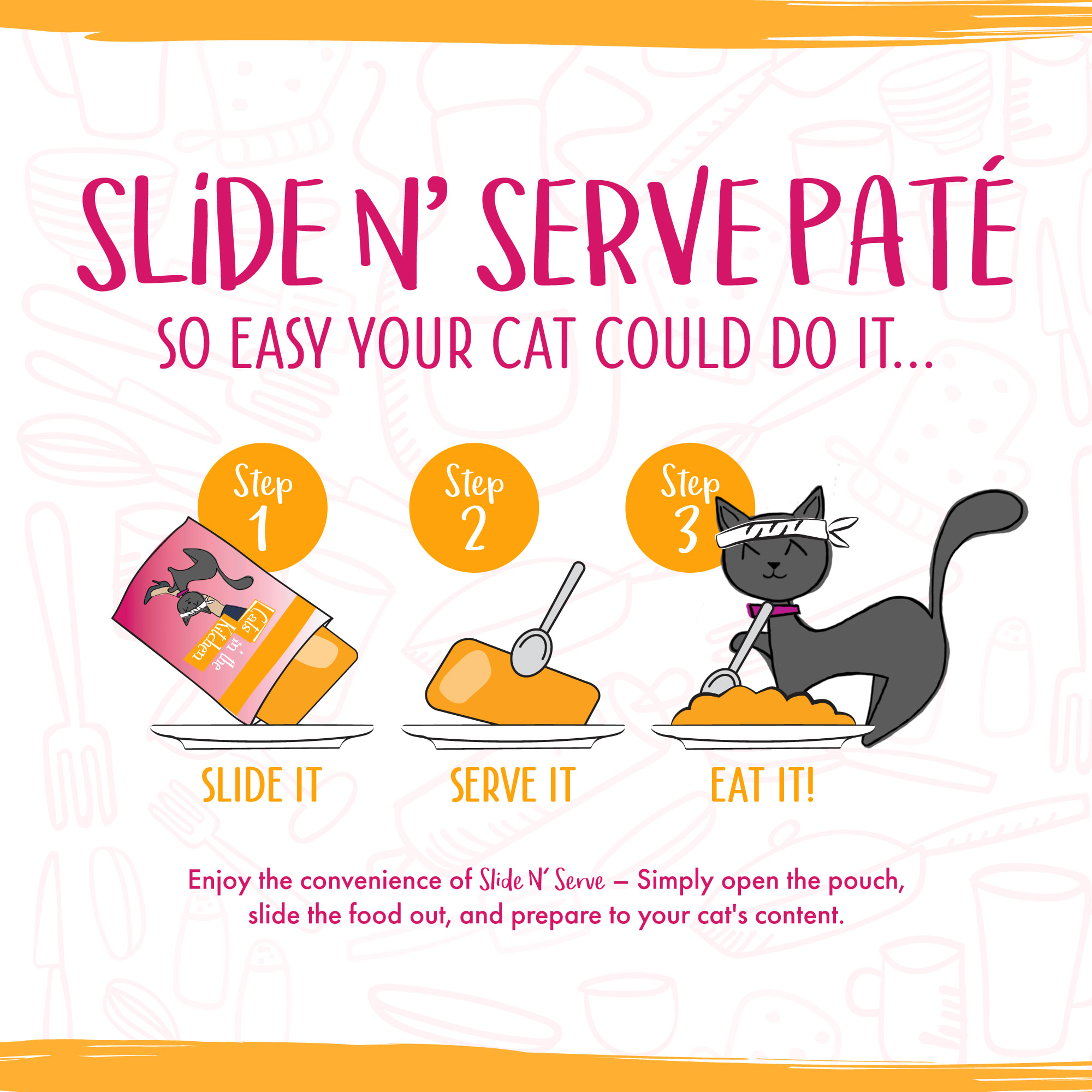 CATS IN THE KITCHEN Slide 'n Serve Pate The Karate Kitty Beef amp; Salmon Dinner Wet Food， 3 oz.， Case of 12