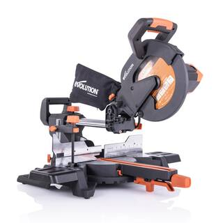 Evolution Power Tools 15 Amp 10 in. Sliding Compound Miter Saw with Laser Guide Dust Bag 10 ft. Rubber Power Cord Multi-Material 28-T Blade R255SMS+