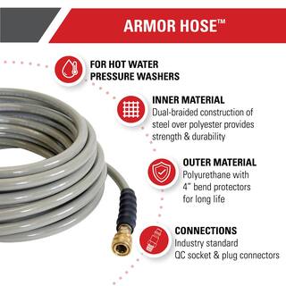 SIMPSON Armor Hose 38 in. x 100 ft. ReplacementExtension Hose with QC Connections for 4500 PSI HotCold Water Pressure Washers 41096