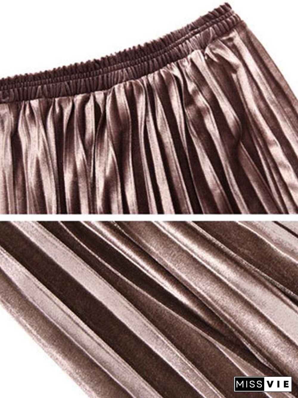 Solid Color High-Waist Pleated A-Line Skirt