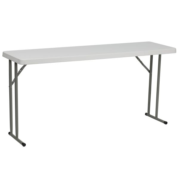 Flash Furniture 18''W x 60''L Granite White Plastic Folding Training Table [RB-1860-GG]