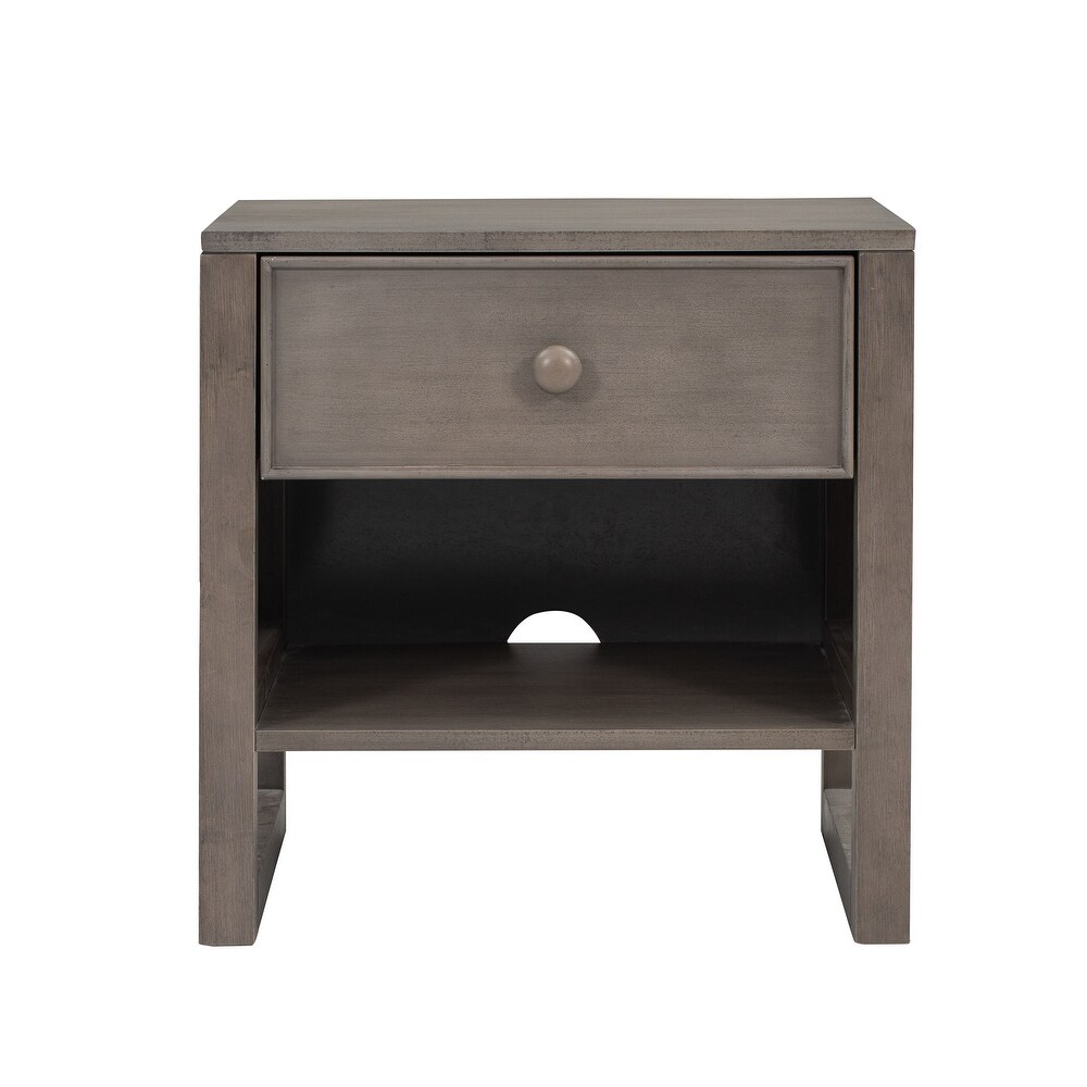 Wooden Nightstand with a Drawer and an Open Storage  End Table for Bedroom