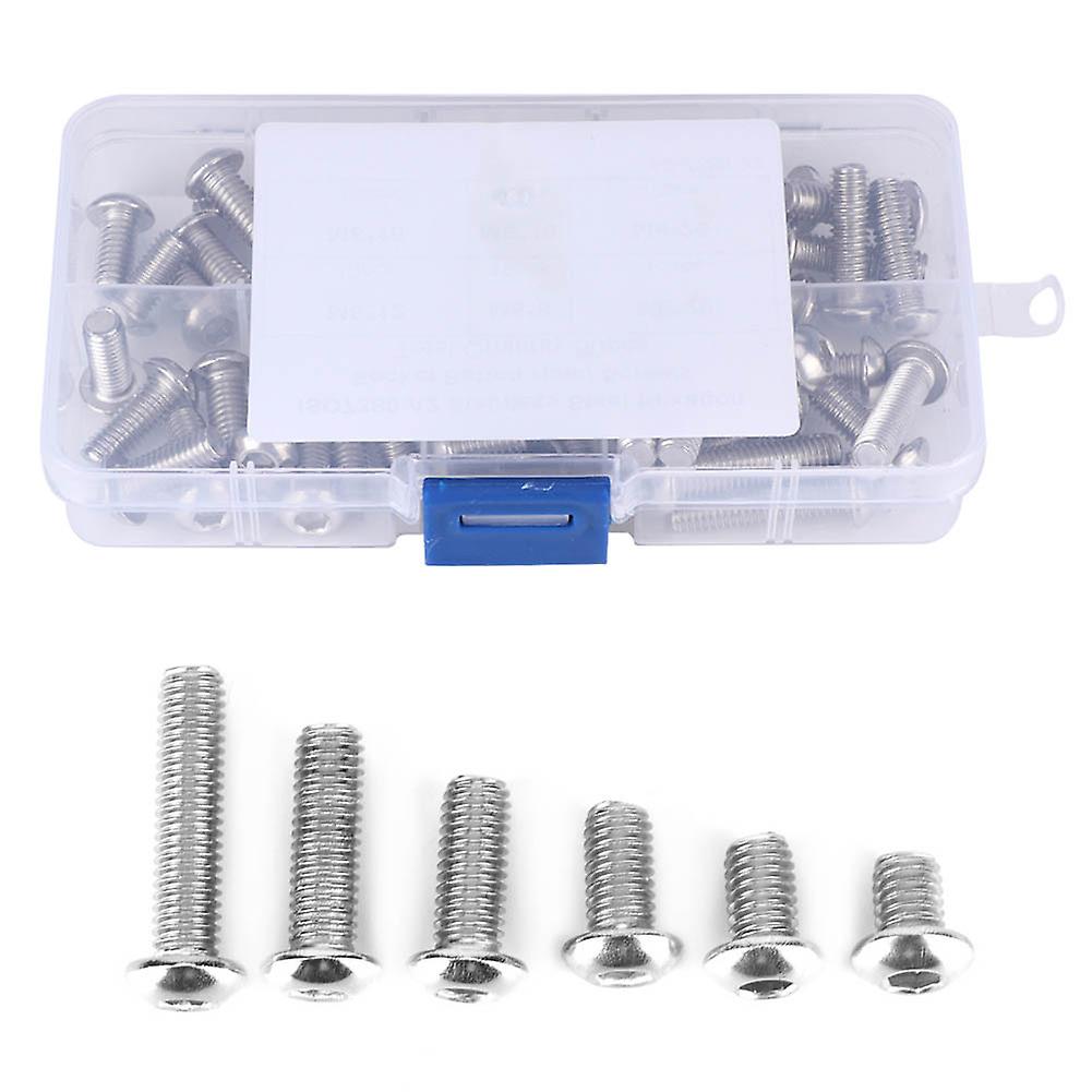 60 Pack M6 Hex Socket  Screws Stainless Steel Hex Pan Head Screw Nut Standard Thread Screws Assortment Kit