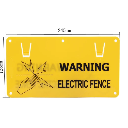 Easily assembled PP plastic high visibility yellow color electric fence warning sign with UV resistance