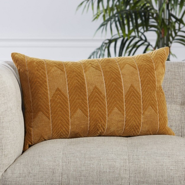 Oversized Bourdelle Chevron Poly Filled Lumbar Throw Pillow Beige Jaipur Living