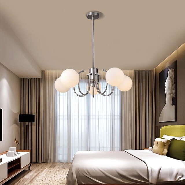 LED Pendant Light 3/5/6-Lights Chrome Globe Design Geometric Shapes Flush Mount Lights Metal Sputnik Linear Geometrical Painted Finishes Contemporary Chandeliers LED Light Source Included 110-240V