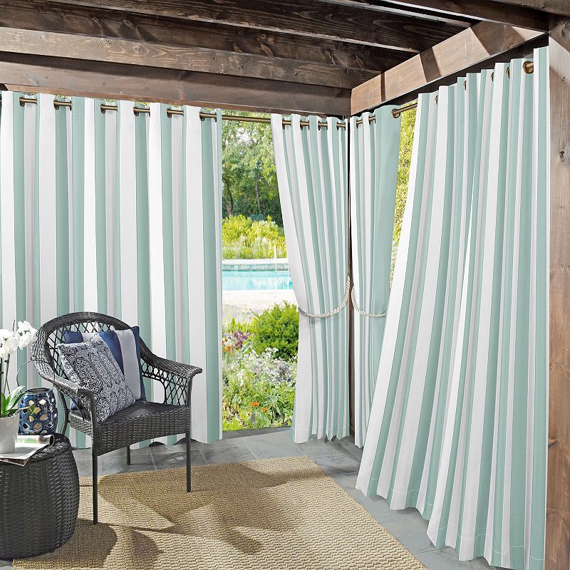 Sun Zero Valencia Indoor/Outdoor Fade Resistant Cabana Stripe Grommet Curtain Panel