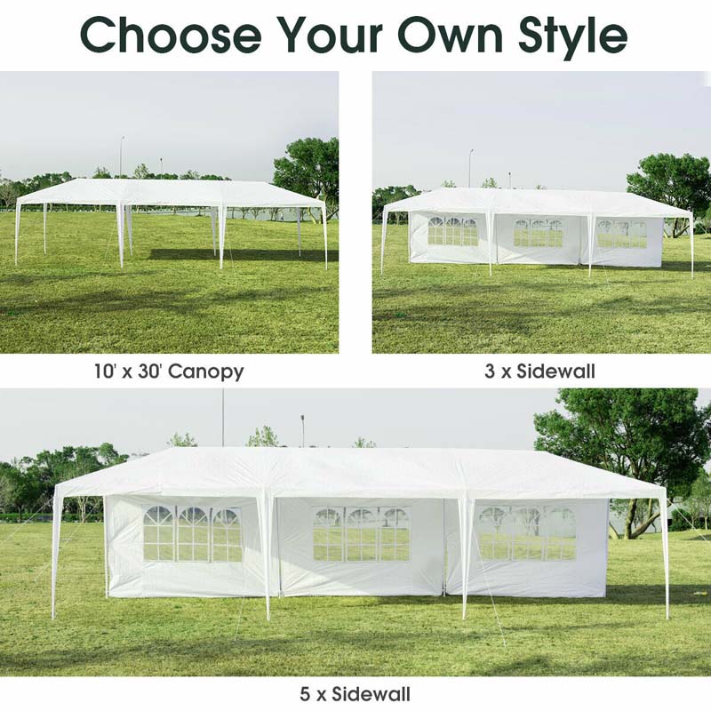 10 x 30 FT Outdoor Gazebo Canopy Tent Party Wedding Event Tent with 5 Removable Sidewalls