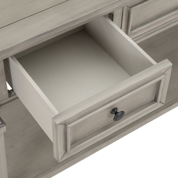 Gray Wash 3-Drawer Entryway Console Table with Bottom Shelf