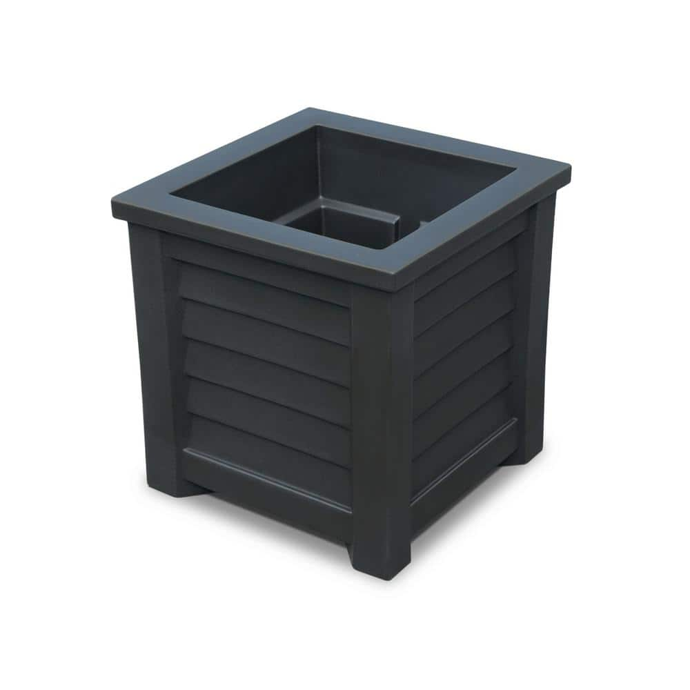 Mayne Lakeland 16 in. Square Self-Watering Black Polyethylene Planter 5866-B