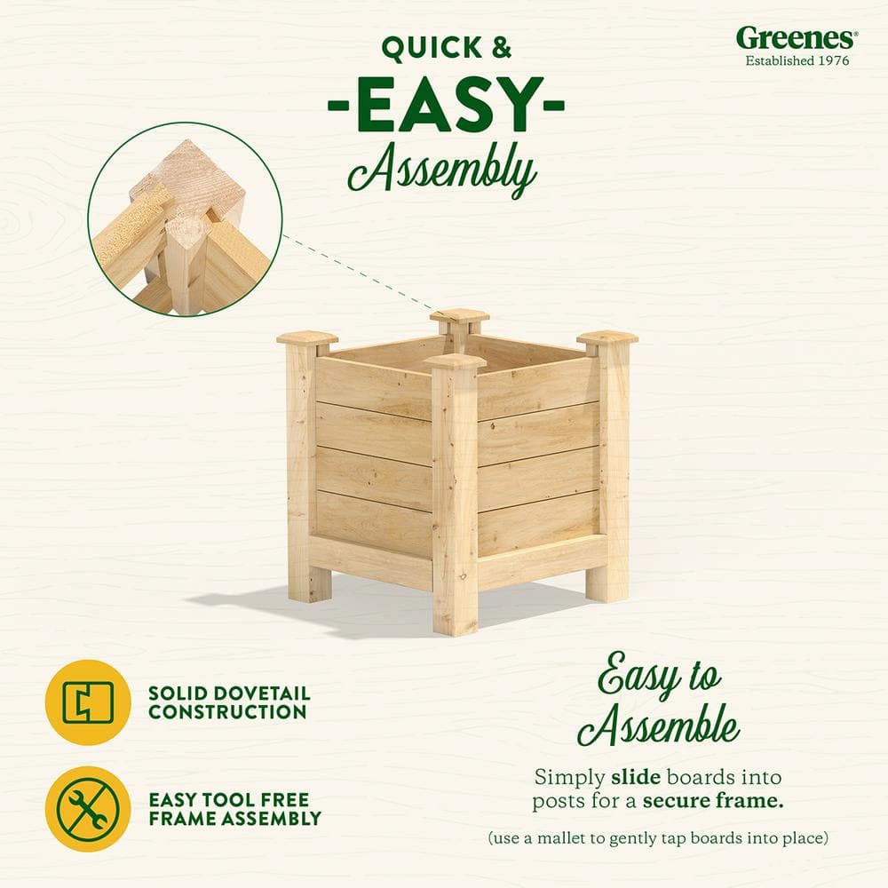 Greenes Fence 16 in. L x 16 in. W x 21 in. H Original Cedar Elevated Planter RCEV161621