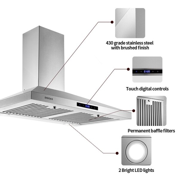 30 Inch Wall Mount Kitchen Hood 350 CFM