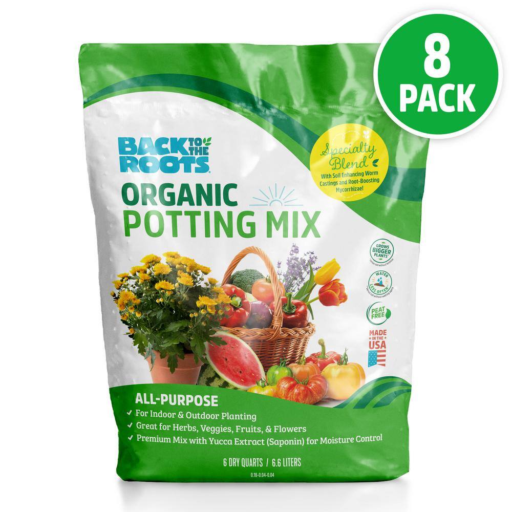 Back to the Roots 8-Pack: All-Purpose Potting Mix 6 Quarts 47006