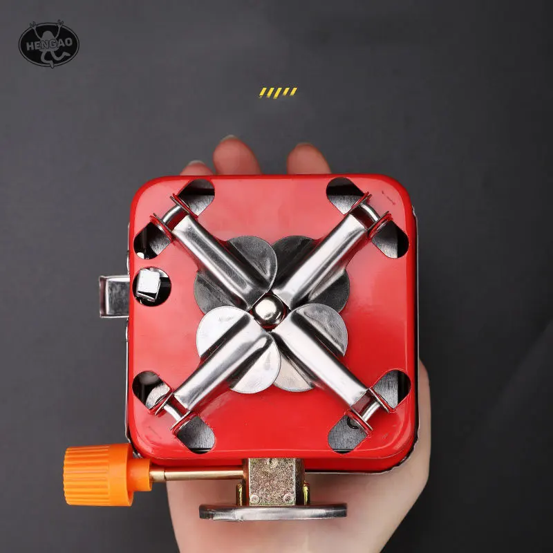 Folded square 3.7 inches gas stove stainless steel red 2800W high power gas cooker outdoor camping hiking butane burner