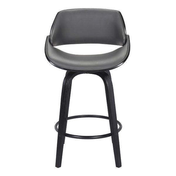 26 Inch Leatherette and Wooden Swivel Barstool - 37.5 H x 20.5 W x 19.5 L Inches