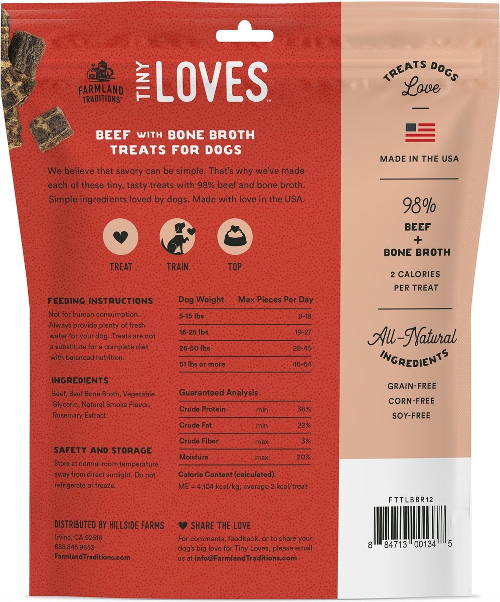 Farmland Traditions Tiny Loves Beef with Bone Broth Flavored Jerky Dog Treats