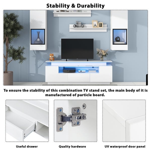 5Pcs Wall Mount Floating TV Stand Entertainment Center up to 75