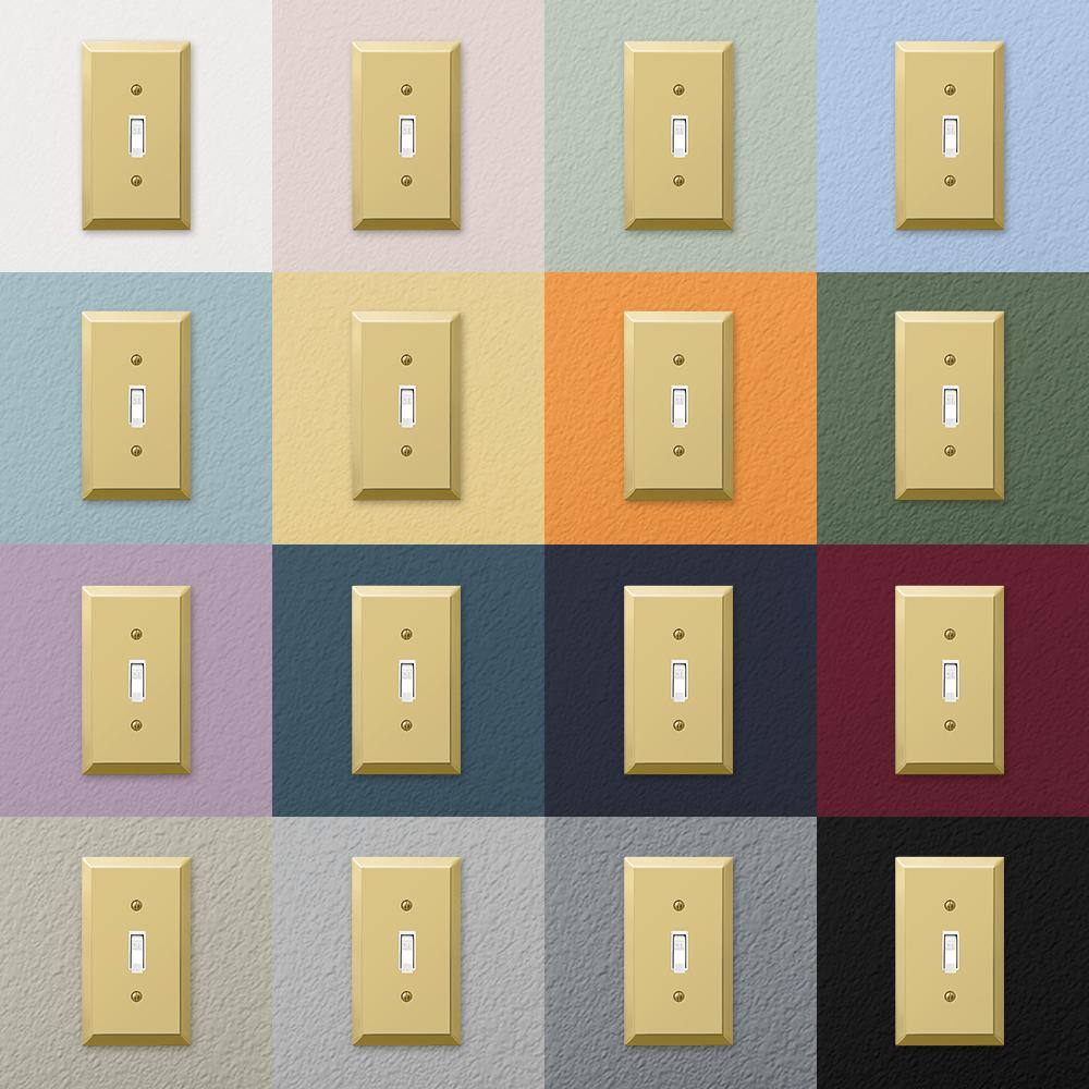 AMERELLE Metallic 2 Gang 1-Duplex and 1-Rocker Steel Wall Plate - Polished Brass 163RDBR