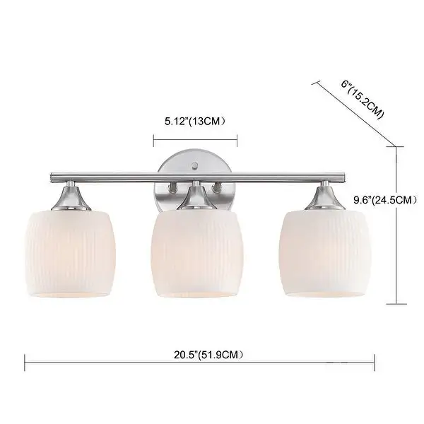 20.4 in. 3-Light Vanity Light with Brush Nickle finish and frosted opal glass