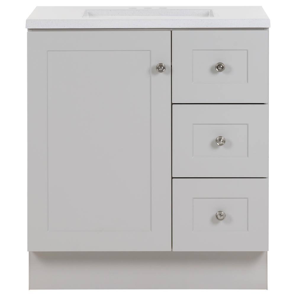 Glacier Bay Bannister 30.5 in. W x 18.75 in. D Bath Vanity in Pearl Gray with Cultured Marble Top in Colorpoint White with Sink BA30P2-PG