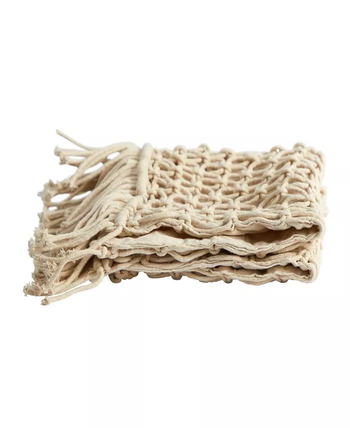 Nearly Natural Boho Fringed Woven Macrame Decorative Pillow Cover， 18